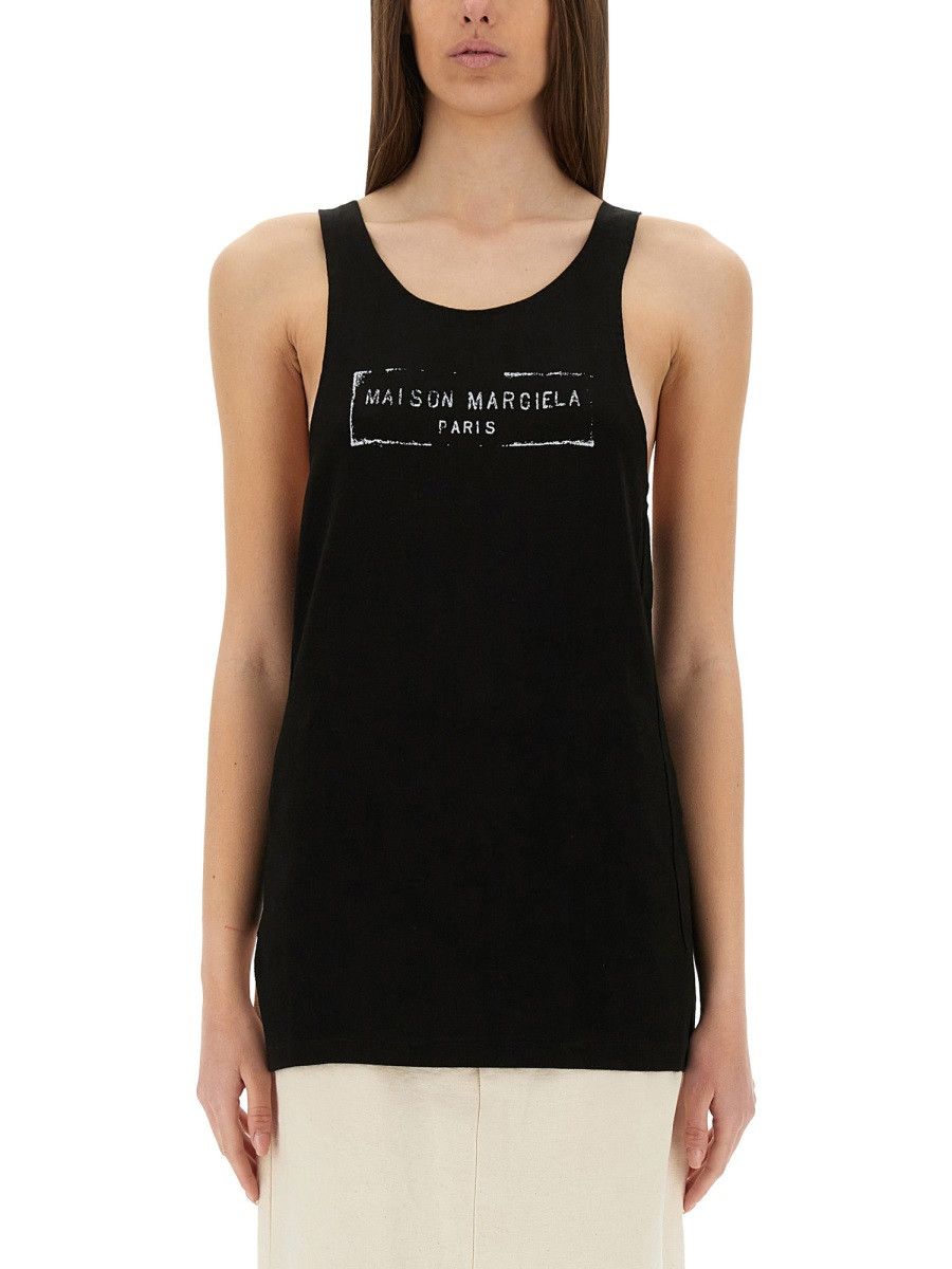 Maison Margiela MAISON MARGIELA LOGO PRINT TANK TOP - BLACK Size S / US 4 / IT 40 - 1 Thumbnail