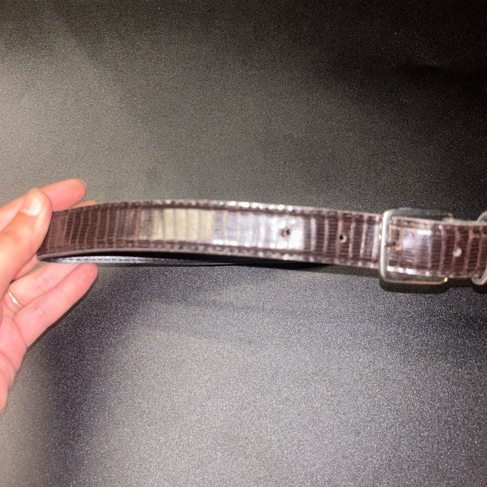 Other Brown Textured Faux Leather Gold-Tone Hardware Belt 37" Size ONE SIZE - 3 Thumbnail