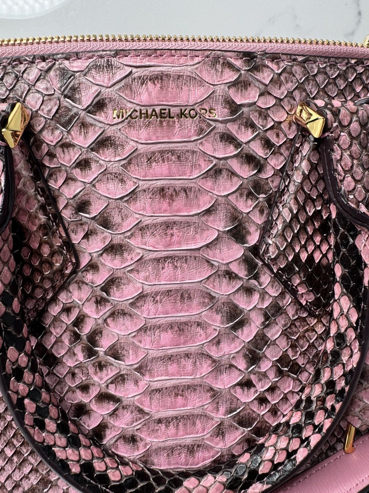 Michael Kors RARE 2015 Michael Kors Pink Python Casey Satchel Bag Size ONE SIZE - 4 Thumbnail