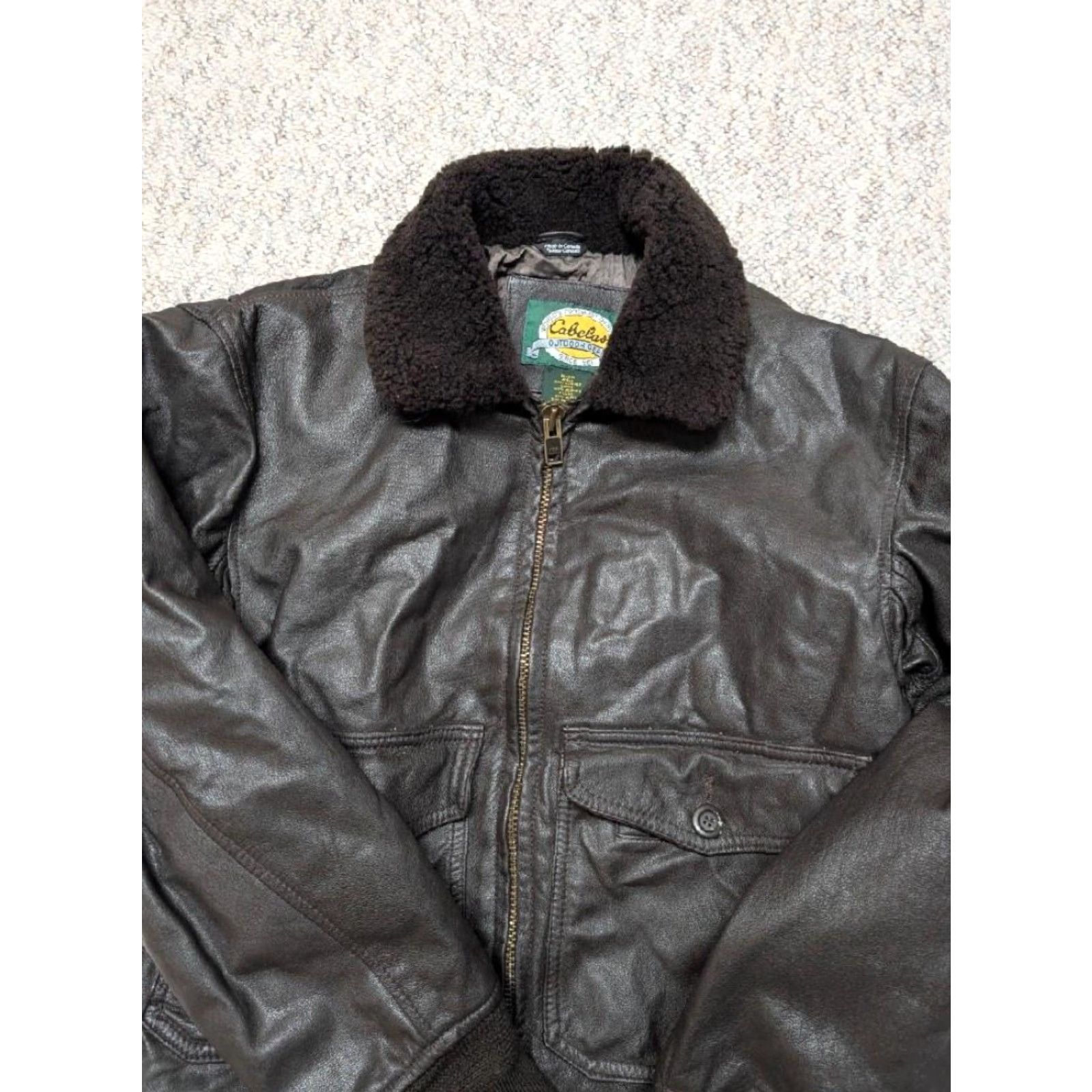Vintage VINTAGE Cabela's GOATSKIN Leather BOMBER Jacket Brown Mens S Size US S / EU 44-46 / 1 - 3 Thumbnail