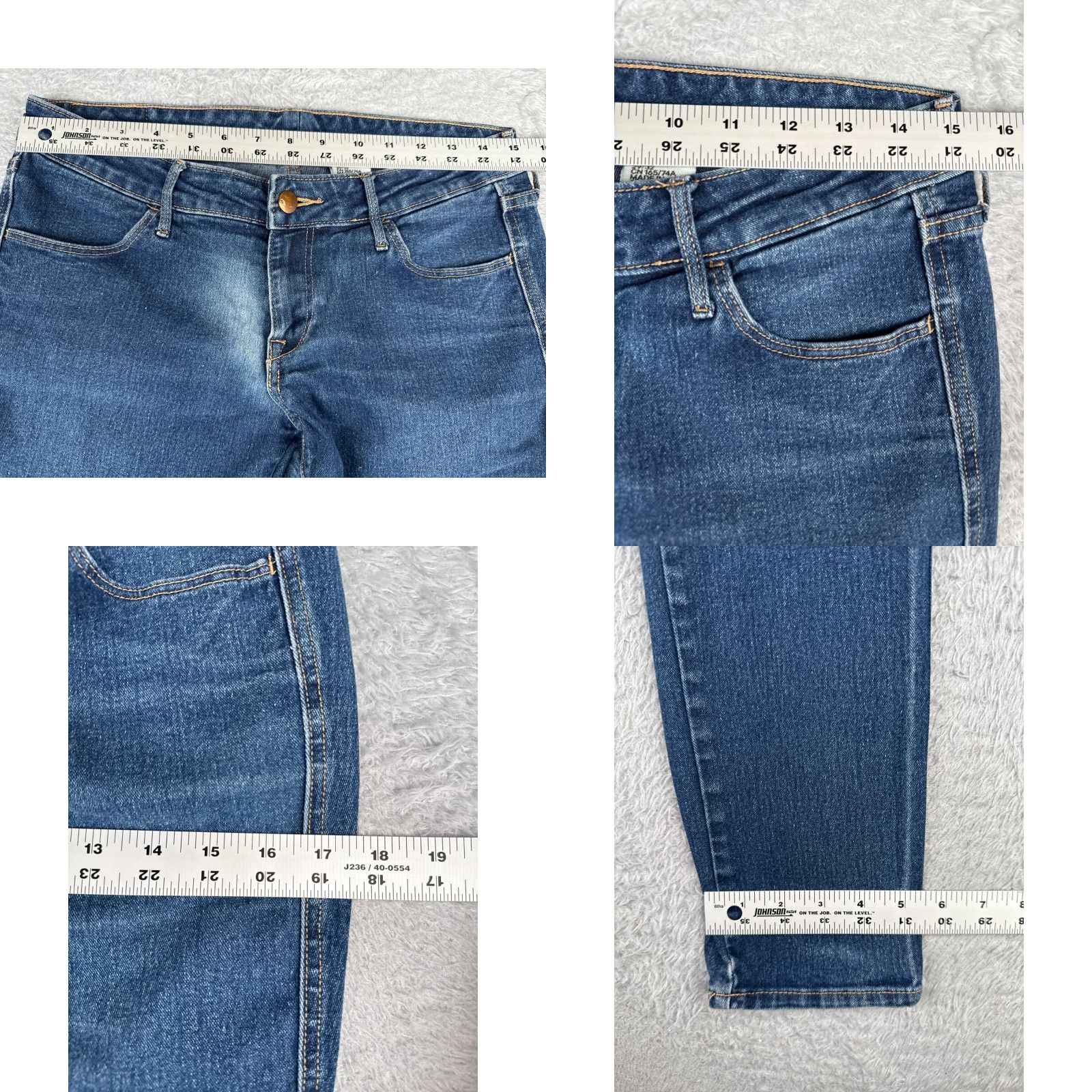 Denime &Denim Jeans Womens 29 Blue Skinny Low Waist Cotton Blend Distressed 29x32 Jeans Size 29" - 9 Thumbnail