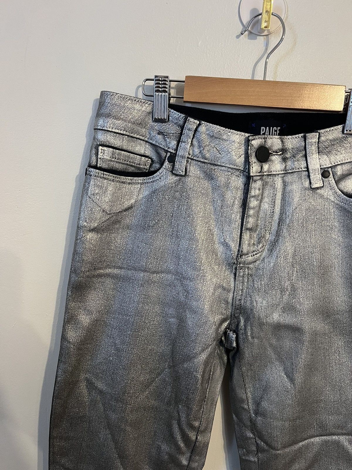 Paige Metallic Astronaut PAIGE Pants Rare Silver Denim Jeans Size US 29 - 2 Thumbnail