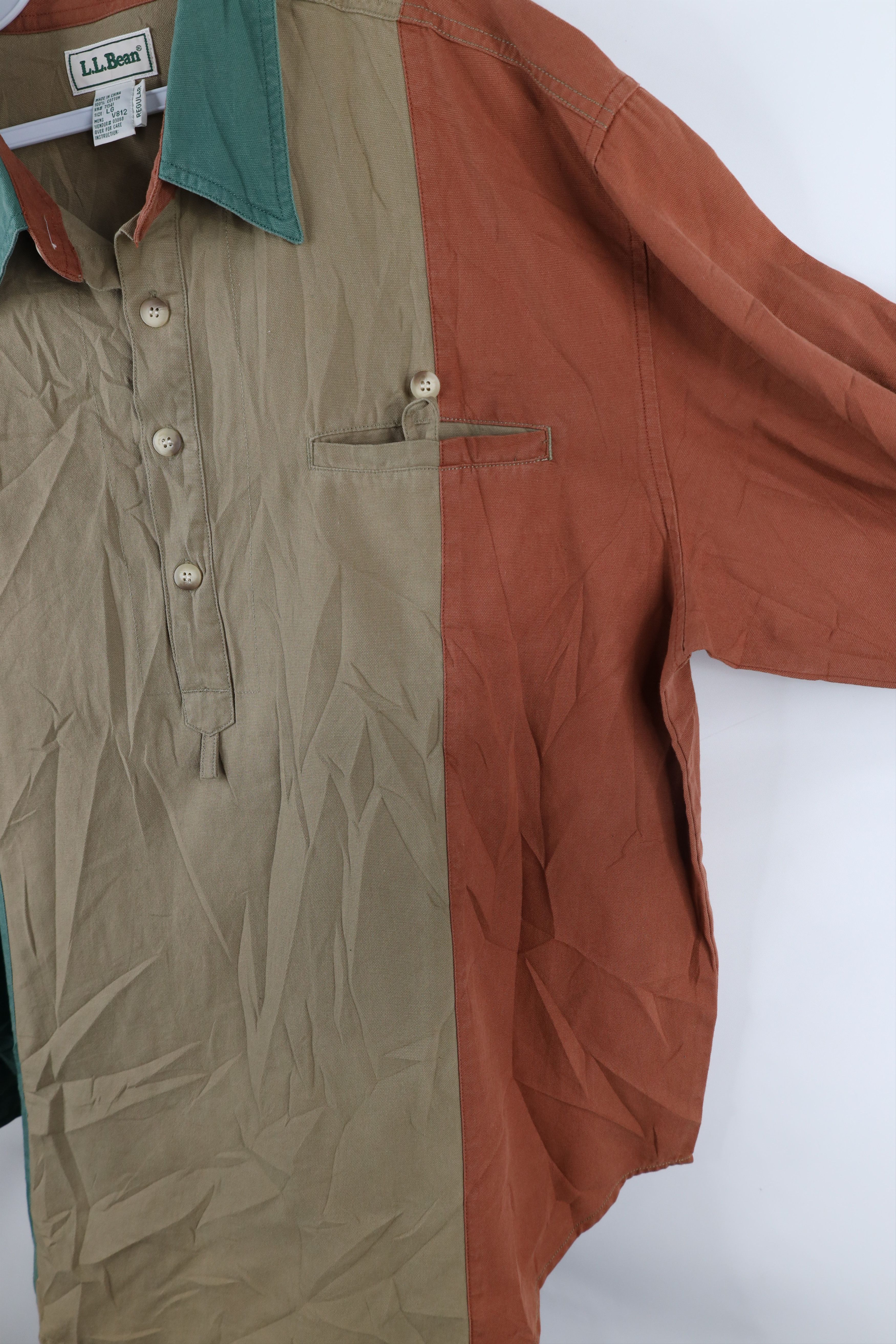 L.L. Bean × Vintage Vintage 90s LL Bean Block Collared Button Down Polo Shirt Size US L / EU 52-54 / 3 - 7 Thumbnail