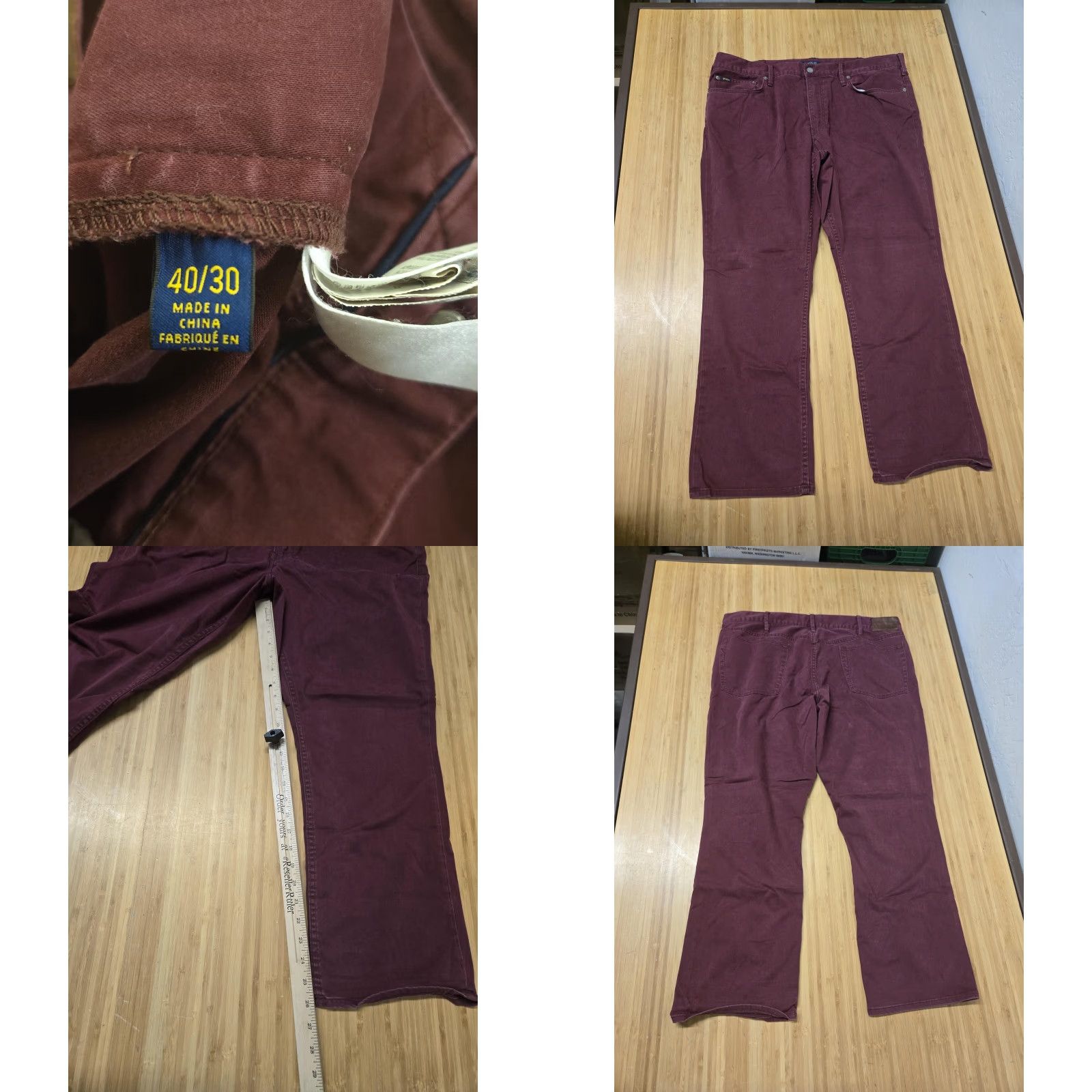 Polo Ralph Lauren Polo Ralph Lauren Jeans Mens 40x30 Burgundy 5 Pocket Straight Leg Pants Size US L / EU 52-54 / 3 - 8 Thumbnail