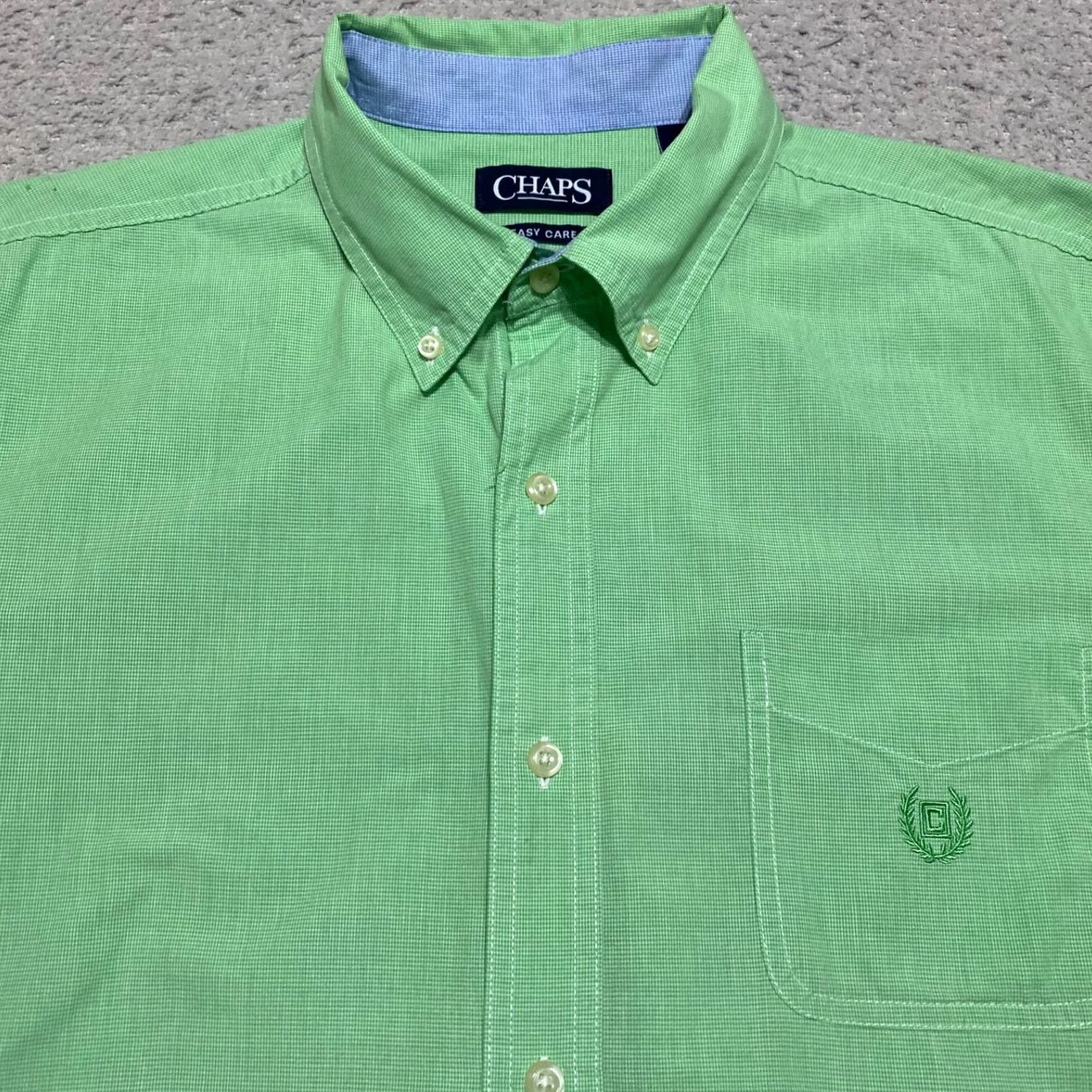 Chaps Chaps Ralph Lauren Mens L Shirt Green Plaid Check Short Sleeve Button-Down Poplin Cotton Polyester Casual Vintage: No Conflict Size US L / EU 52-54 / 3 - 6 Thumbnail