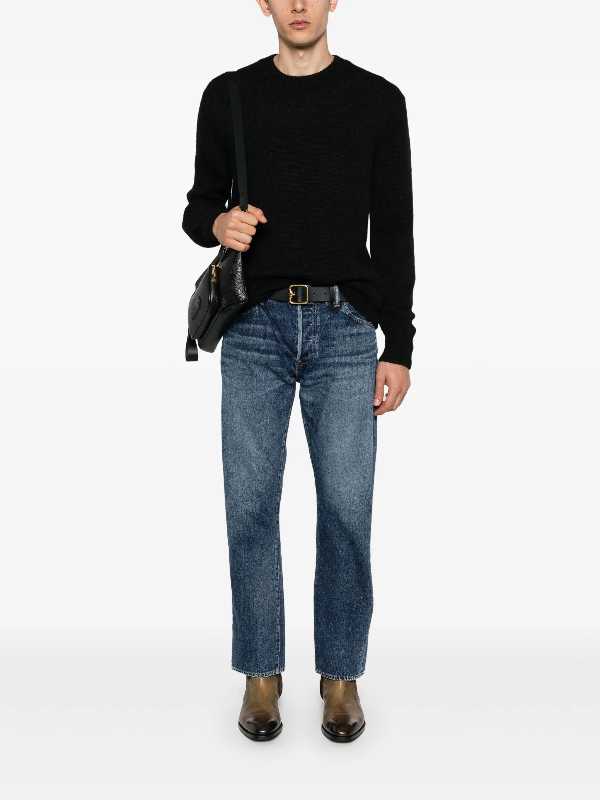 Tom Ford o1s22i1n0125 Crewneck Wool And Cashmere Sweater in Black Size US M / EU 48-50 / 2 - 2 Thumbnail
