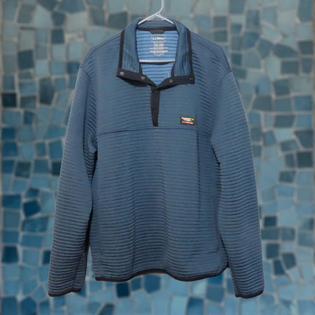 Vintage LL Bean Men's 2XL Snap Pullover Sweatshirt Airlight Knit Blue Size US XXL / EU 58 / 5 - 1 Thumbnail