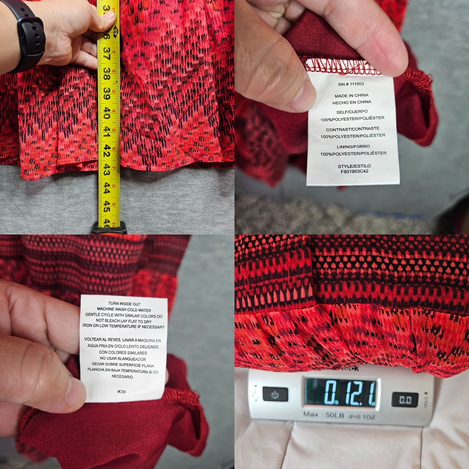 Vintage Fig & Flower Red Boho Midi Dress Long Sleeve Women M New Smocked Waist Dress Midi Bohemian Solid Red Women M New Size M / US 6-8 / IT 42-44 - 9 Thumbnail
