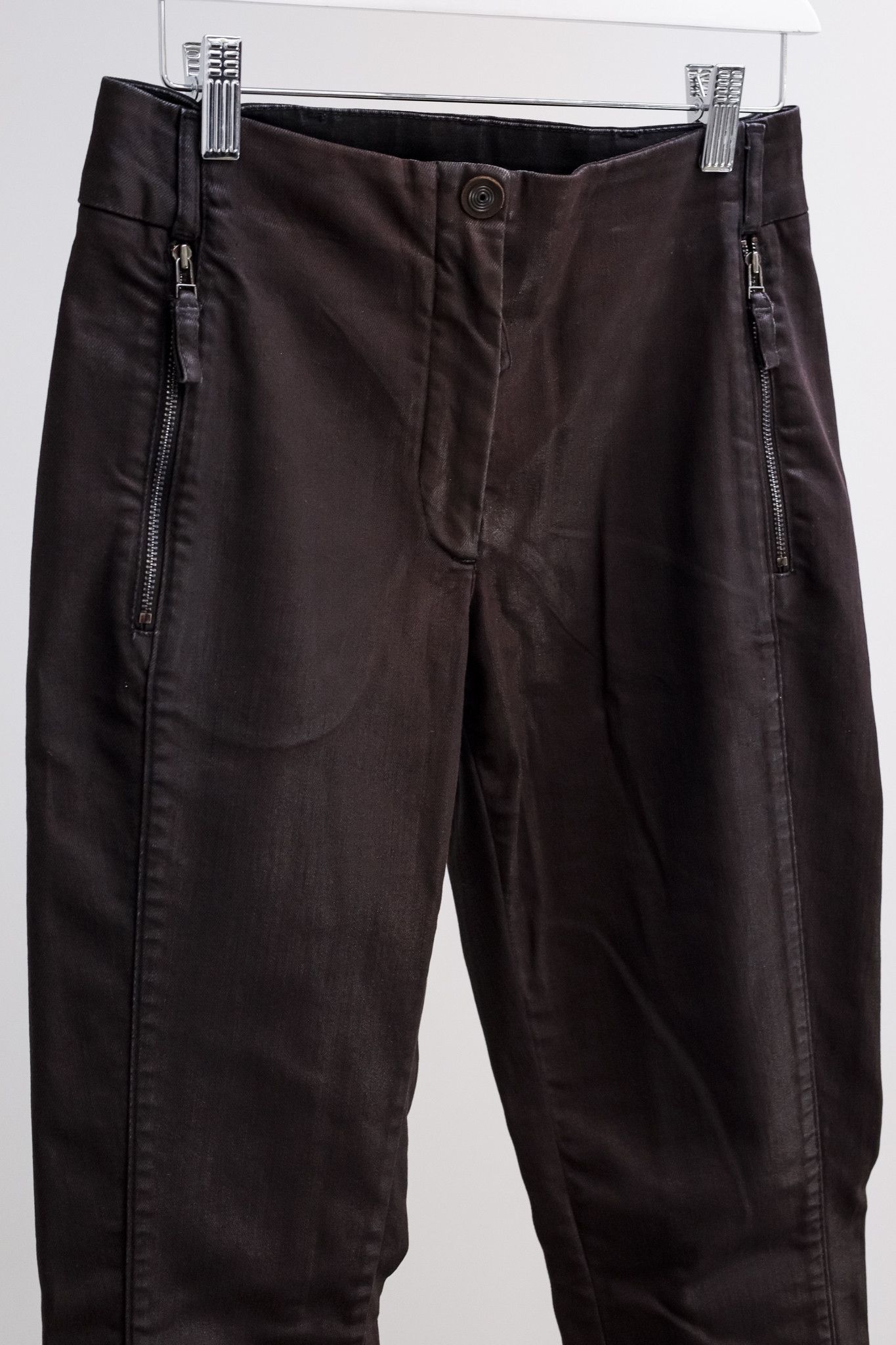 Annette Gortz Annette Gortz AW/14 Road Burgundy Waxed Zip-Pocket Jeans Size 30" / US 8 / IT 44 - 3 Thumbnail