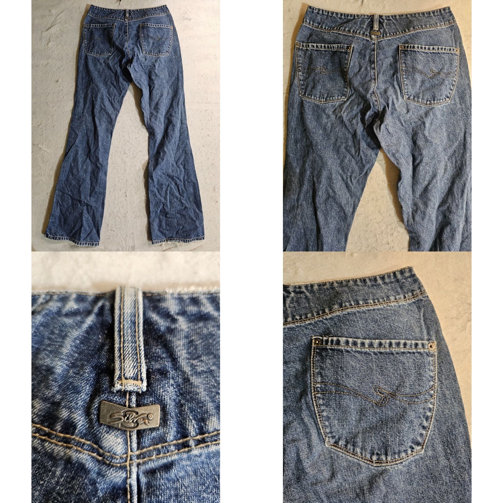 Silver Jeans Co. VINTAGE Silver Jeans Women's Jeans Blue Flare Bell Bottom 90s Faded Denim Size 30x33 Size 30" / US 8 / IT 44 - 8 Thumbnail