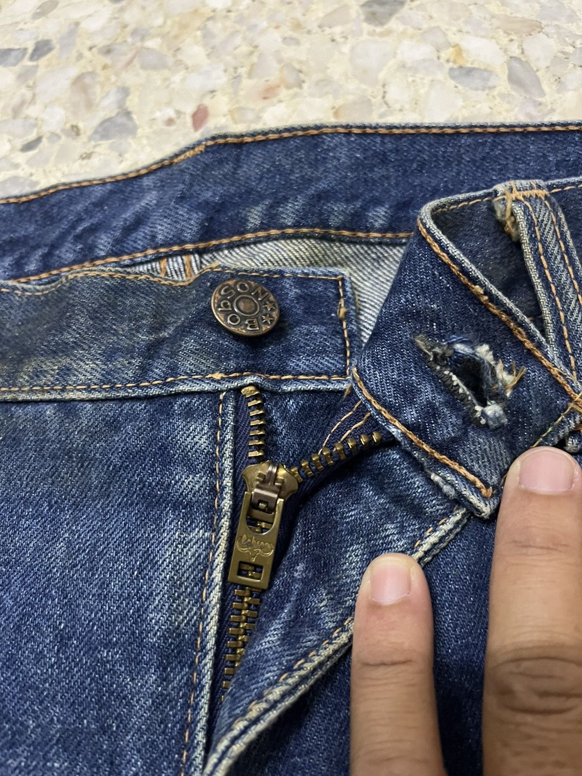 Vintage Bobson Made in Japan 70s Bell Bottom Jeans Scovill Hardware Size US 33 - 6 Thumbnail