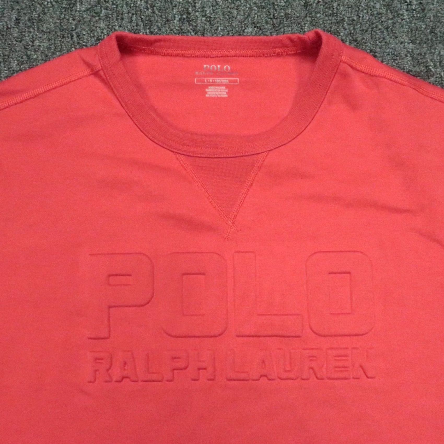 Polo Ralph Lauren Polo Ralph Lauren Sweatshirt Men Large Red Crew Pullover Jumper Embossed Size US L / EU 52-54 / 3 - 2 Thumbnail