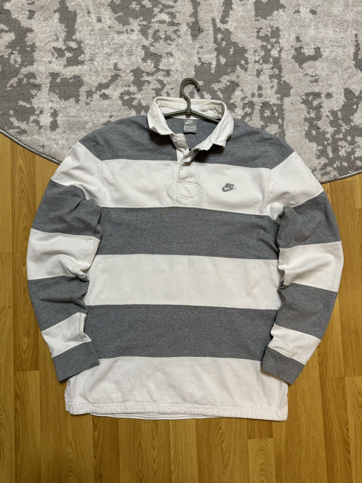 Nike × Vintage Vintage Nike Striped Rugby Shirt Jersey Logo y2k Longsleeve Size US L / EU 52-54 / 3 - 1 Thumbnail