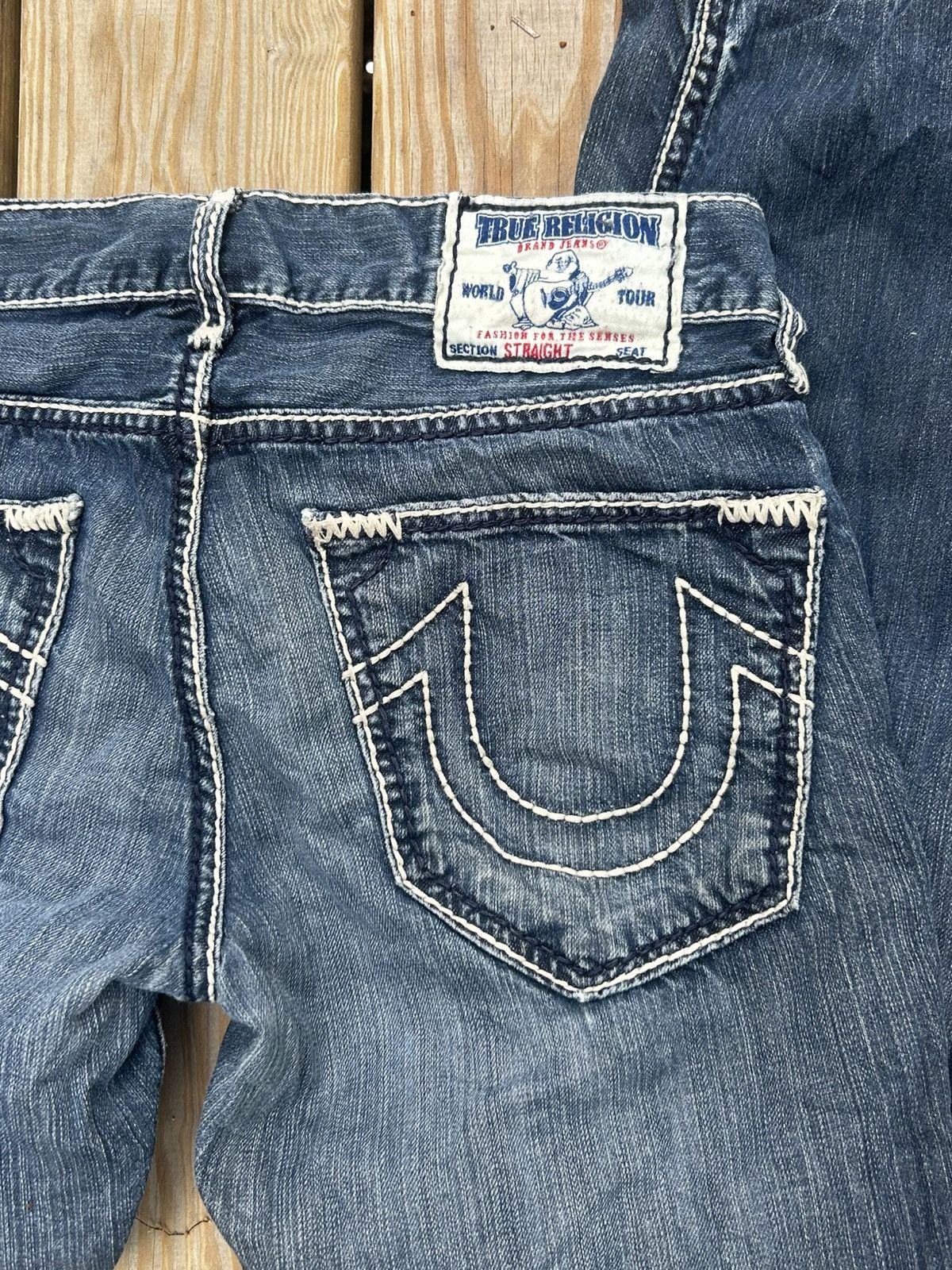 True Religion True Religion navy blue bootcut jeans with white stitching Size US 30 / EU 46 - 2 Thumbnail