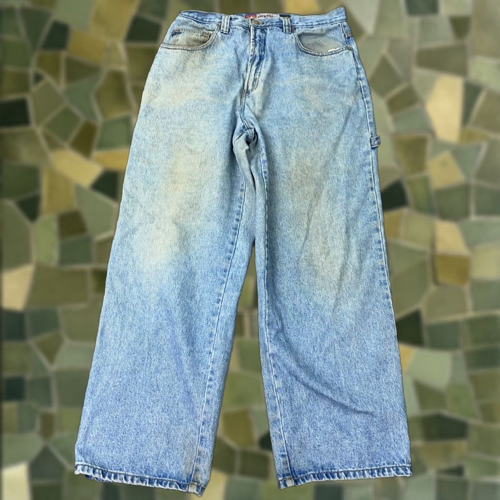 Bugle Boy VINTAGE Bugle Boy Jeans Mens 34x31 Distressed Carpenter Baggy Blue 90s Grunge Size US 36 / EU 52 - 1 Thumbnail