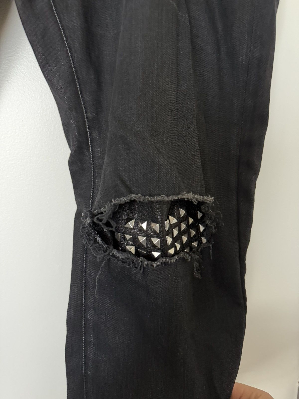 Saint Laurent Paris SS16 Leather Studded Knee D02 Denim Jeans 38 Size US 38 / EU 54 - 4 Thumbnail