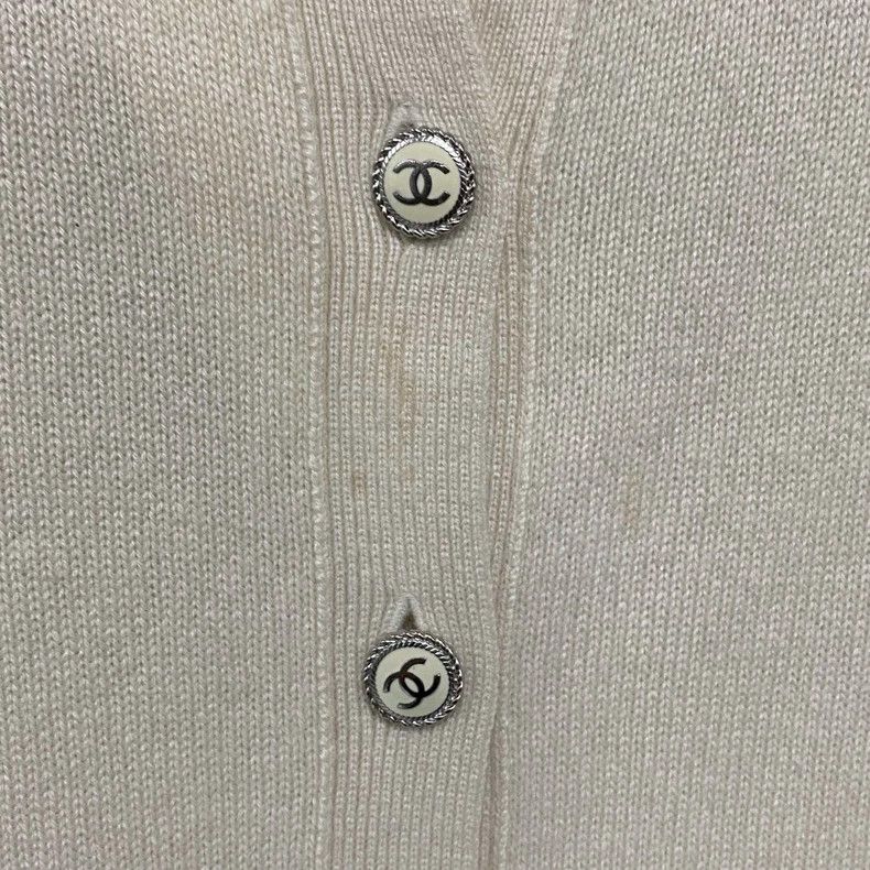 Chanel Chanel Single-breasted beige cashmere knitted cardigan jack Size XXS / US 00 / IT 34 - 6 Thumbnail