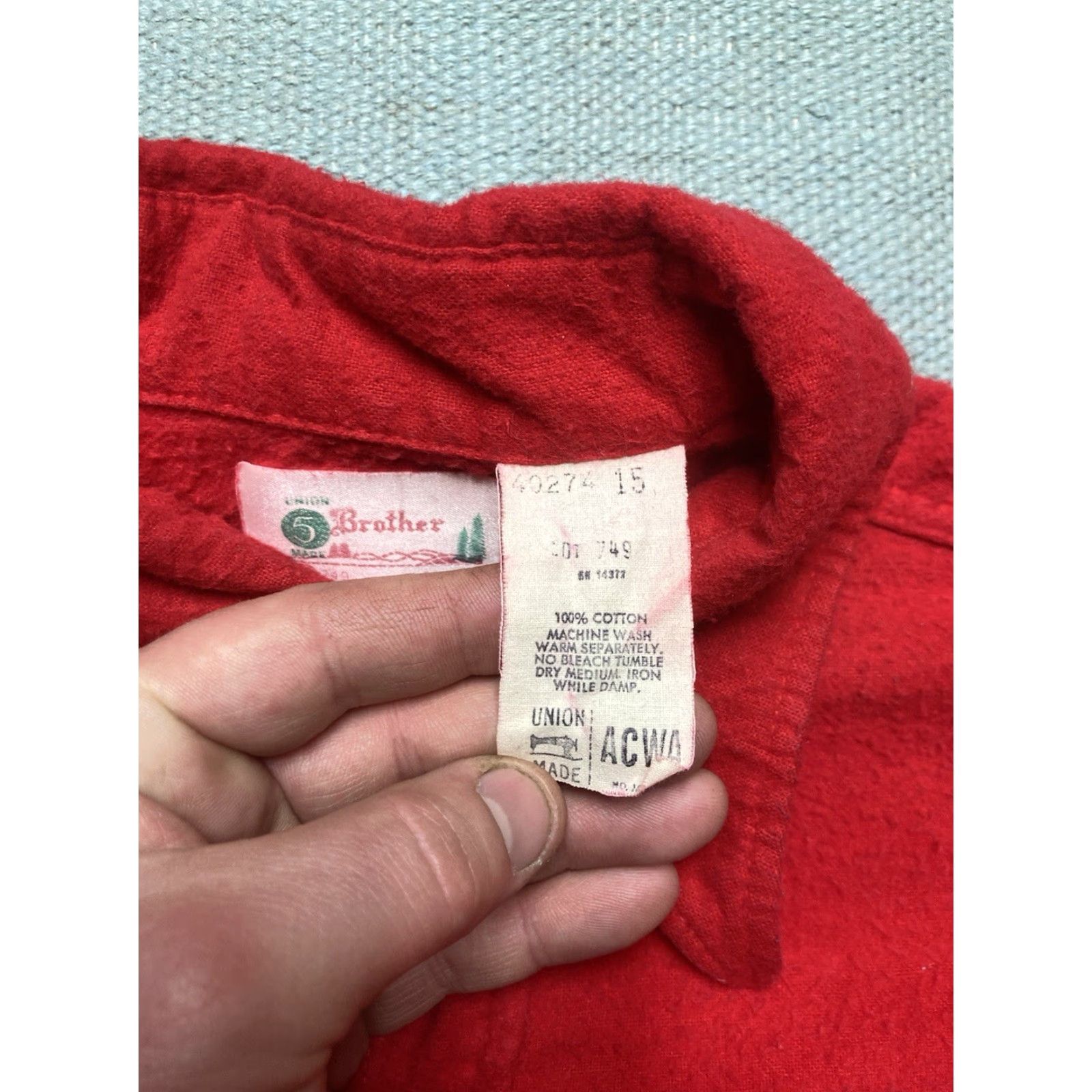 Vintage VINTAGE Five Brothers Chamois Flannel Work Shirt Button-Up Long Sleeve Red M Medium Men 60s Cotton Brushed Soft Size US M / EU 48-50 / 2 - 5 Thumbnail