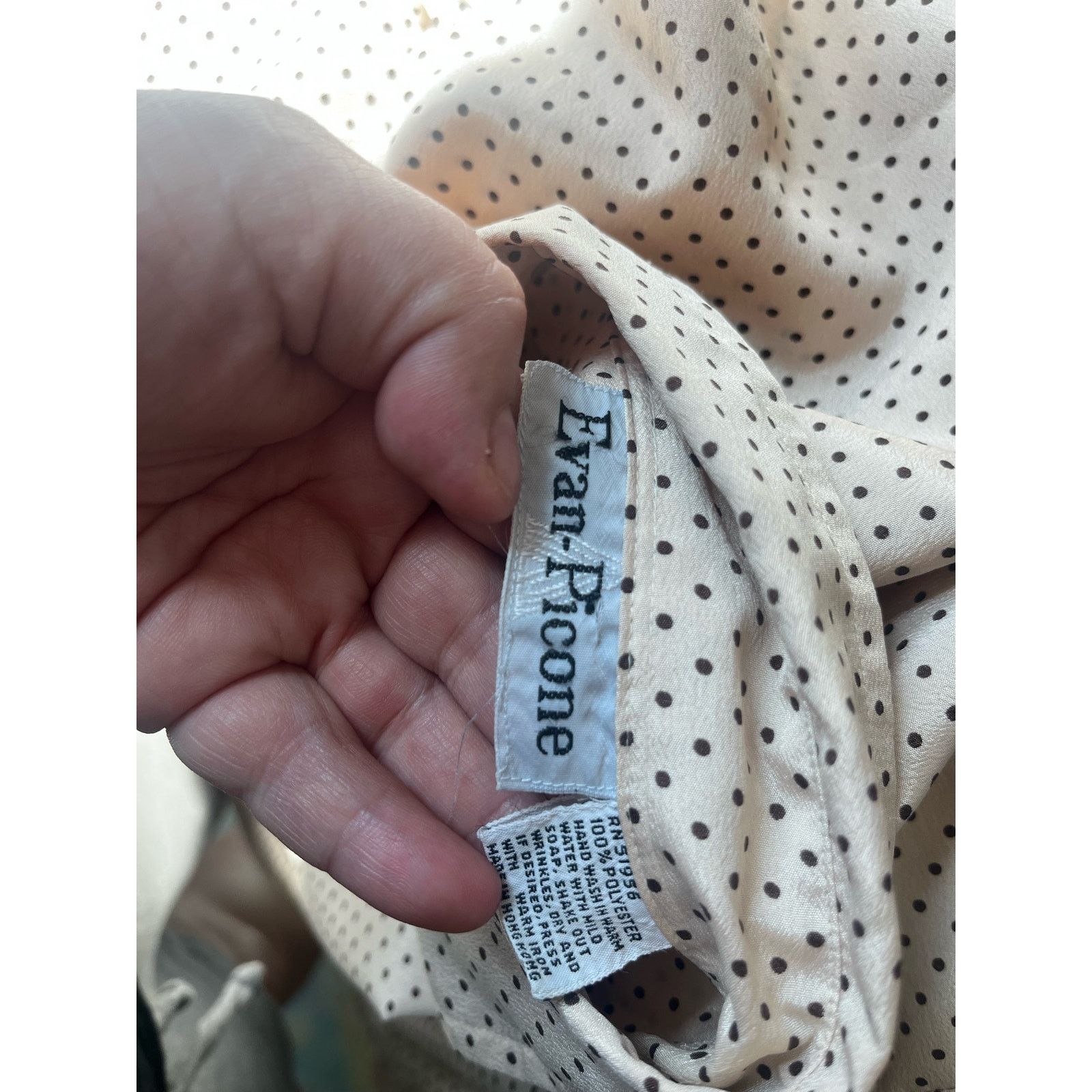Evan Picone Vintage Evan Picone Nude Brown Polka Dot Blouse Med Large Size L / US 10 / IT 46 - 4 Thumbnail