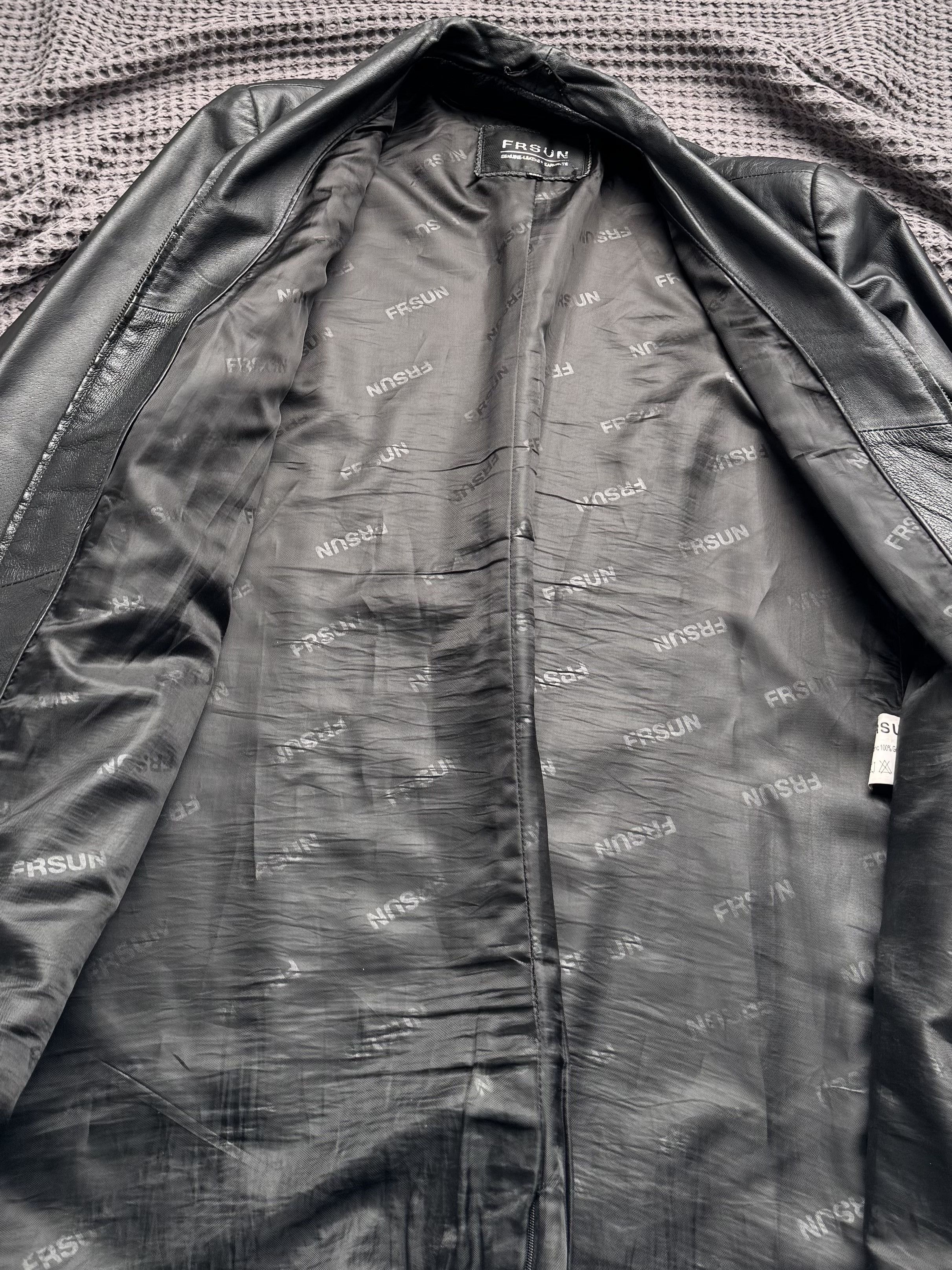 Vintage Vintage Leather Long Coat Zip Front Minimalist Jacket Size XL / US 12-14 / IT 48-50 - 7 Thumbnail