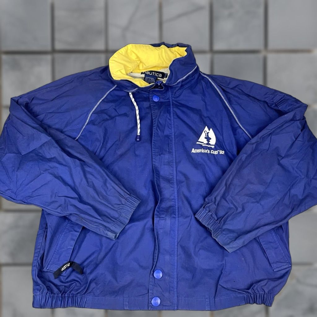 Nautica VINTAGE Nautica Jacket Adult XL Blue Logo 1992 Americas Cup Sailing Windbreaker Windbreaker Jacket XL Blue Logo Nautica Mens 90s Nautical Outdoor USA Size US XL / EU 56 / 4 - 1 Thumbnail