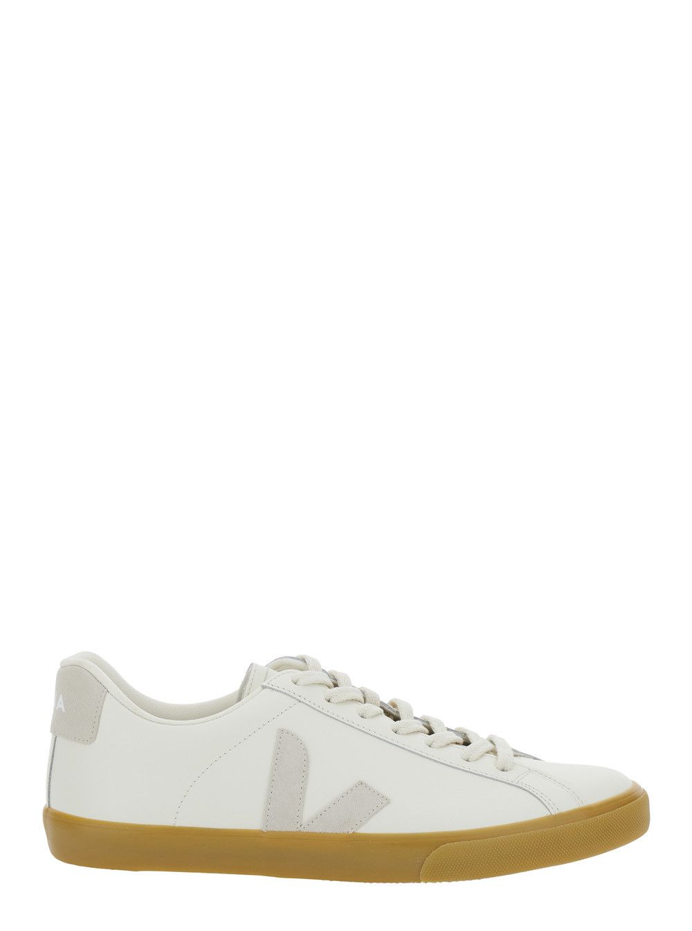 Veja 'Esplar' White Low Top Sneakers with Contrasting Heel with Logo Lettering and Logo Patch on the Side in Leather Unisex Size US 9 / IT 39 - 1 Thumbnail