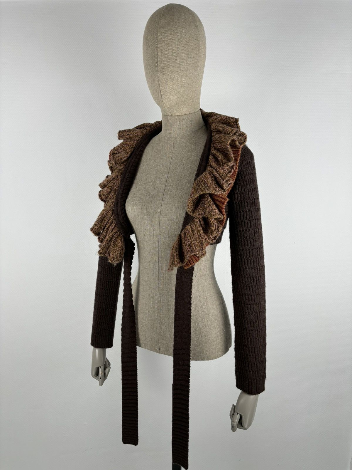 Cop Copine SAVE THE QUEEN Wool Knit Shawl Cardigan Crop Bolero Sweater Size XL / US 12-14 / IT 48-50 - 12 Thumbnail