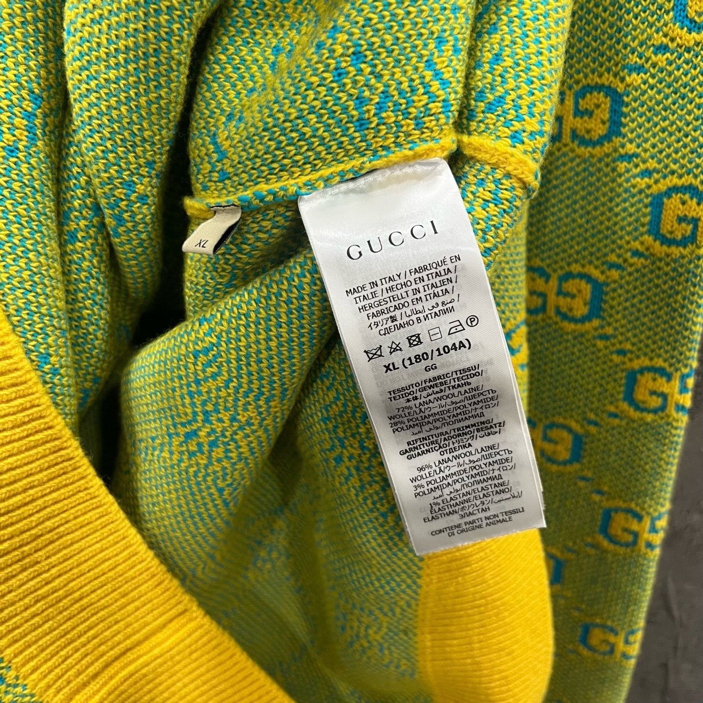Gucci Gucci Wool Sweater with Blue-Green Print Size US XL / EU 56 / 4 - 5 Thumbnail