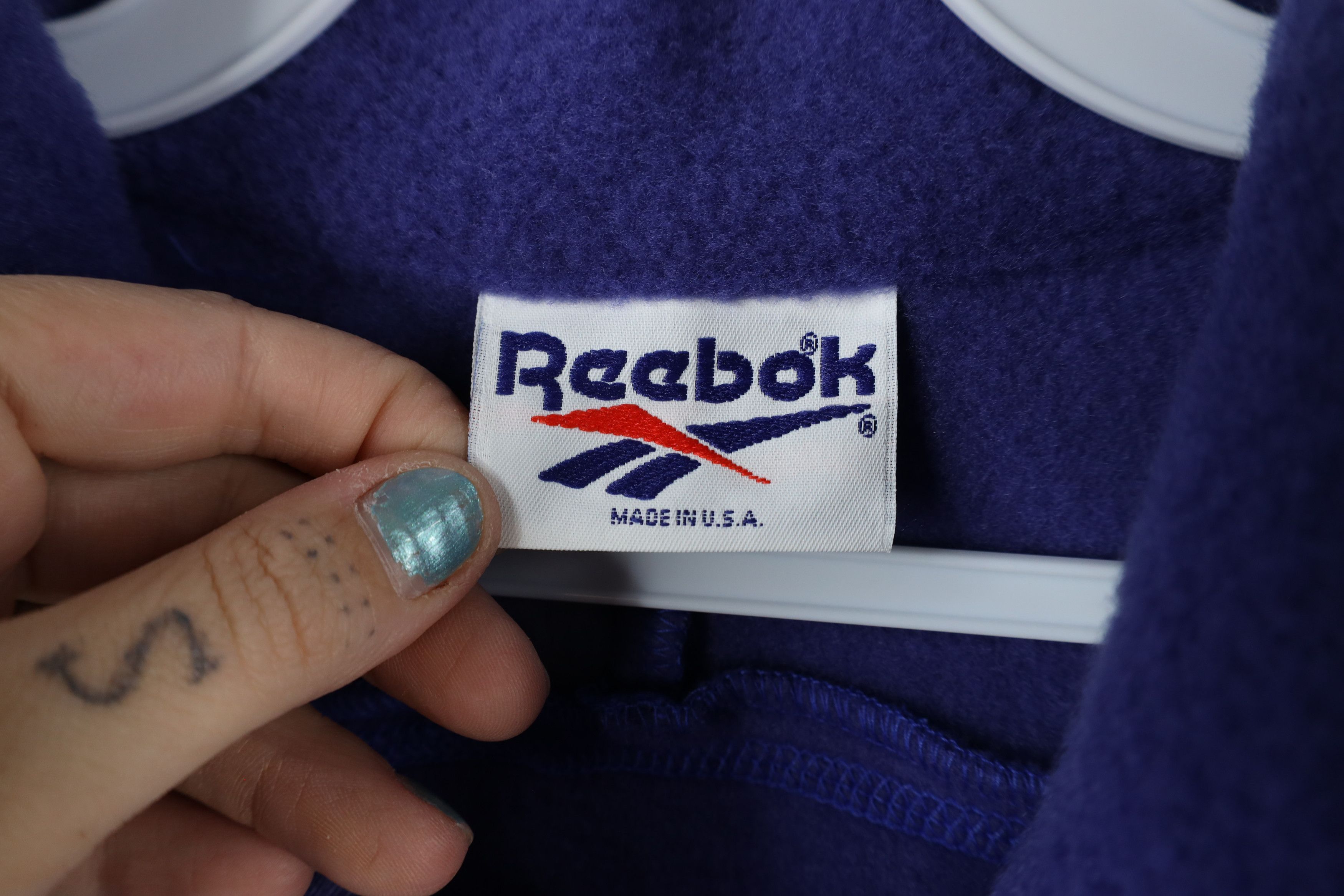 Reebok × Vintage Vintage 90s Reebok Half Zip Pullover Sweater Purple USA Size US L / EU 52-54 / 3 - 5 Thumbnail