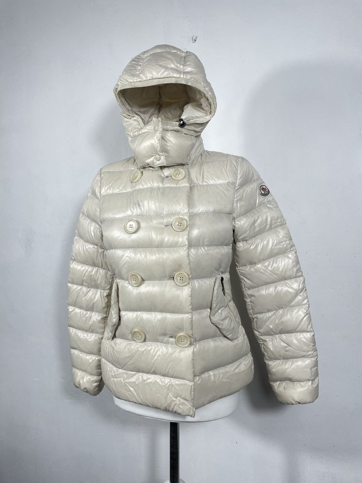 Designer × Moncler Moncler Beige Puffer Hood Down Jakcet Coat Luxury Designer Size S / US 4 / IT 40 - 3 Thumbnail