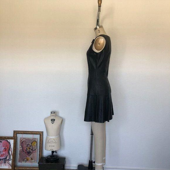 Carven Carven Leather Fluted Dress Lamb Drop Waist Flappe Size S / US 4 / IT 40 - 4 Thumbnail