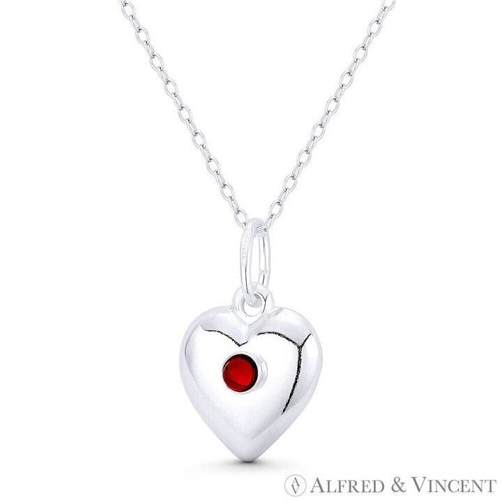 Other Heart & Red CZ Crystal Love Charm Sterling Silver Pendant Size ONE SIZE - 1 Preview