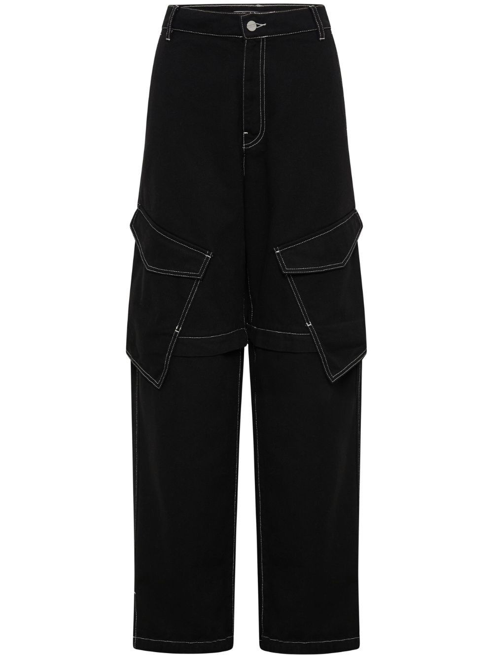 o1mle0325 Denim Parachute Pant in Black