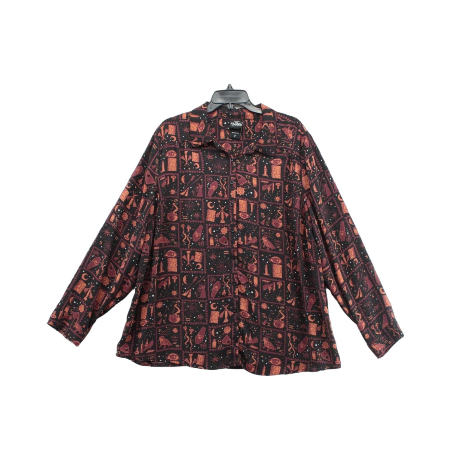 Disney Disney Blouse Women's 2X Orange Black Long Sleeve Button Up Hocus Pocus Size XXL / US 16-18 / IT 52-54 - 1 Thumbnail