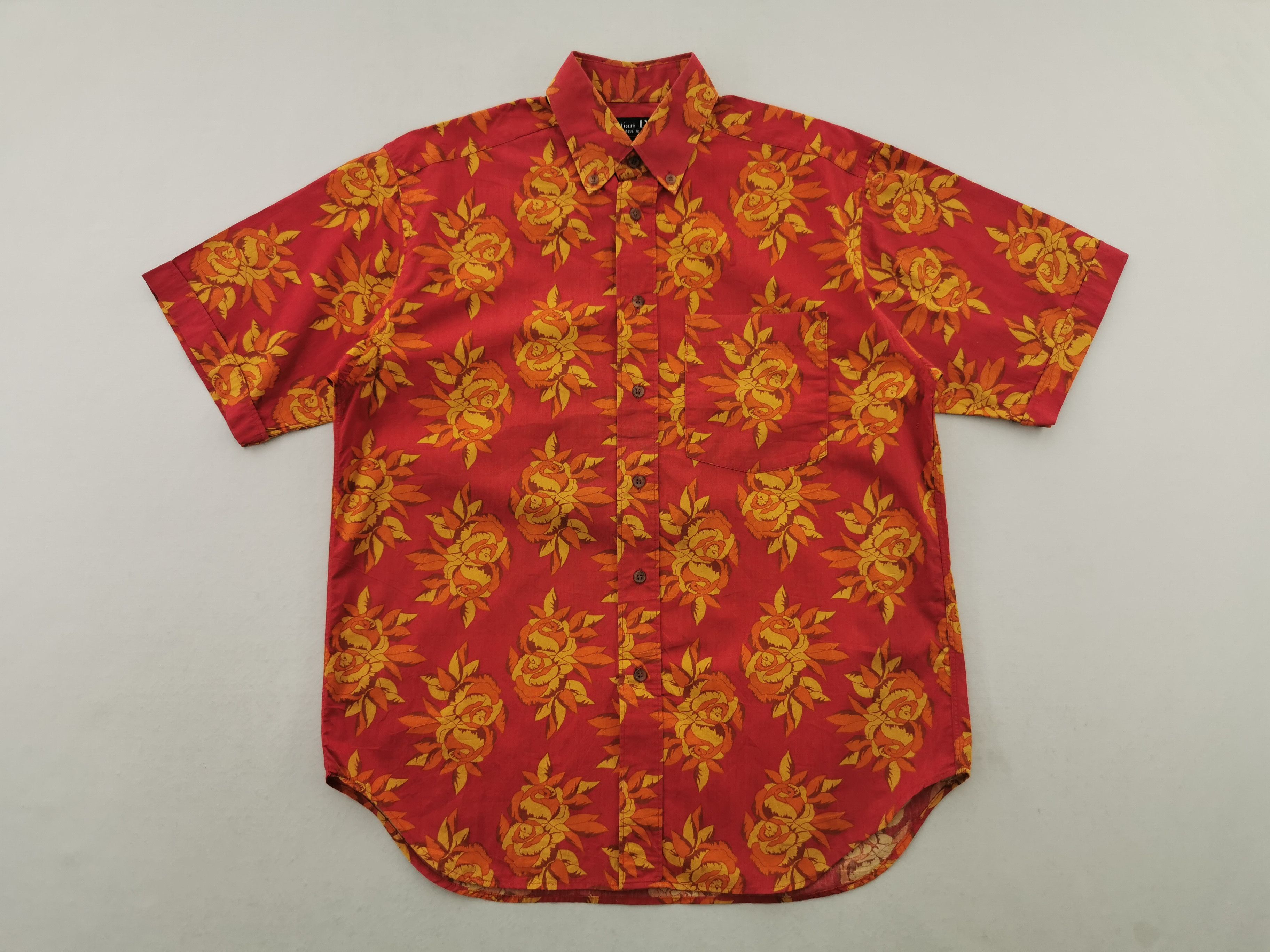 Christian Dior Floral Overprint Button Shirt Made In France