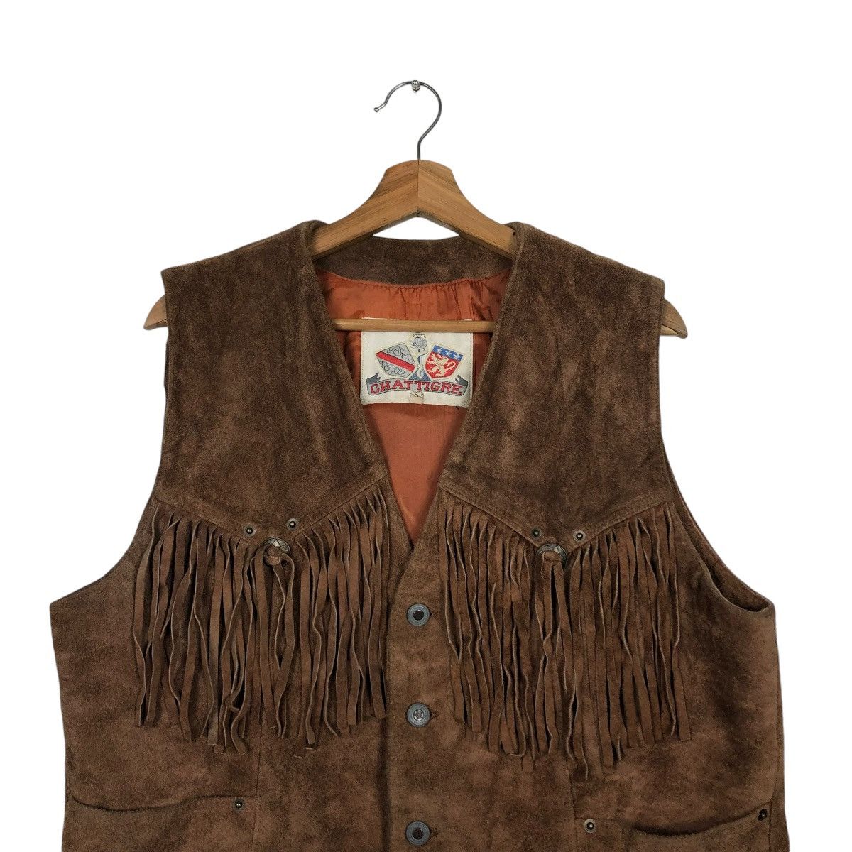 Japanese Brand 🔥VINTAGE VEST GENUINE LEATHER COWBOY DESIGN CHATTIGRE Size US M / EU 48-50 / 2 - 5 Thumbnail