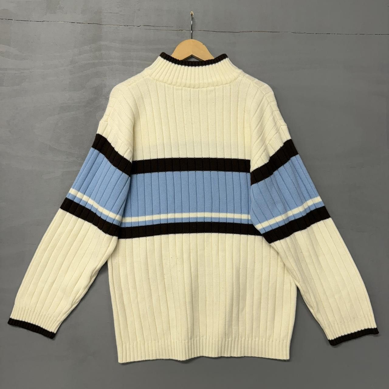 Southpole Y2K Southpole Turtleneck Sweater Striped Cream XL Size US XL / EU 56 / 4 - 2 Thumbnail