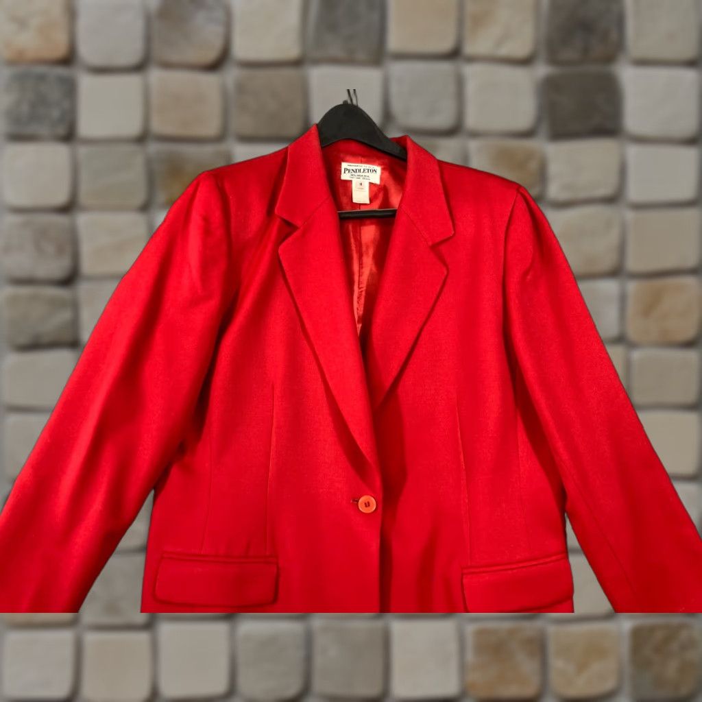 Pendleton VINTAGE Pendleton Blazer Coat Women 16 Red Wool Lined Notch Pockets 90s Classic Preppy Mens/undefined? Size XXL / US 16-18 / IT 52-54 - 1 Thumbnail