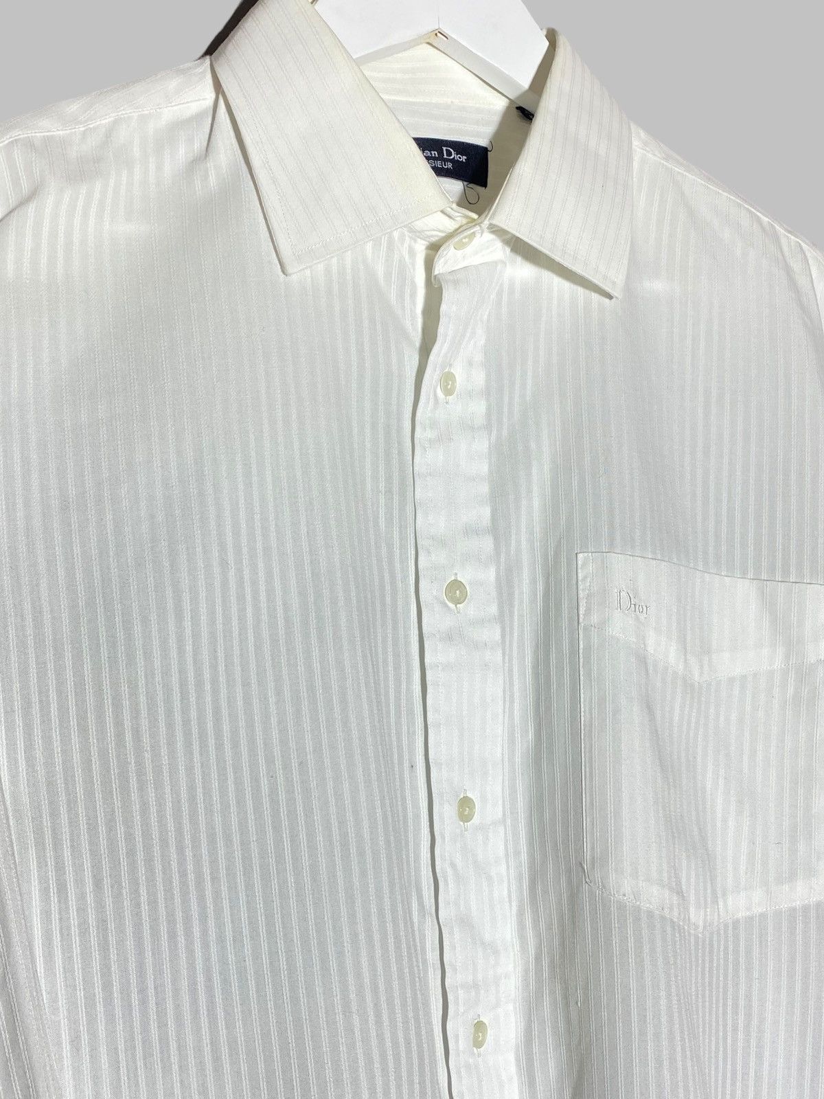 Christian Dior Monsieur Vintage 90s Christian Dior Monsieur White Striped Shirt Size US L / EU 52-54 / 3 - 3 Thumbnail