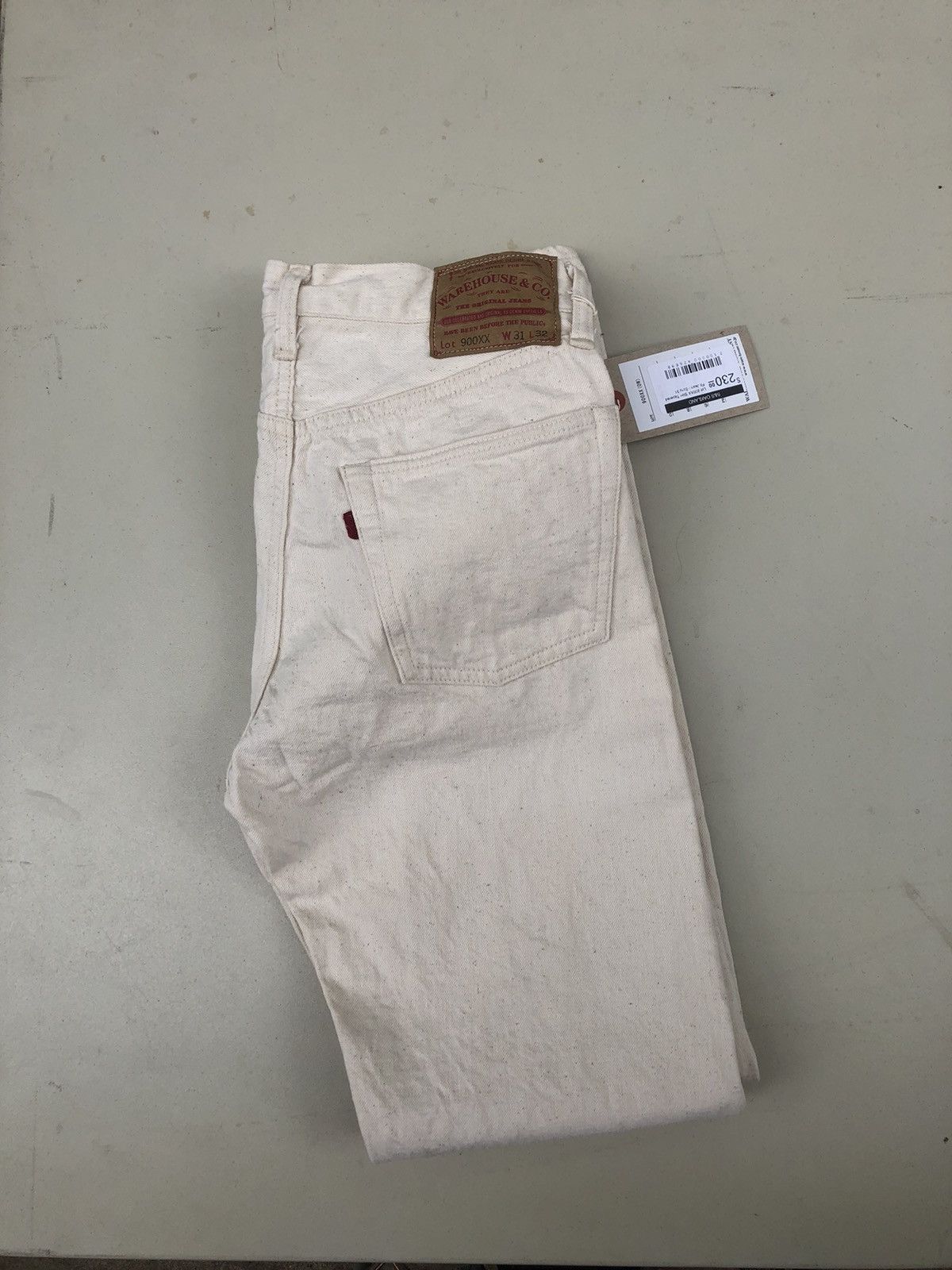image of Warehouse Co Lot 900Xx Slim Tapered Fit Jean - Ecru in White, Men's (Size 31)