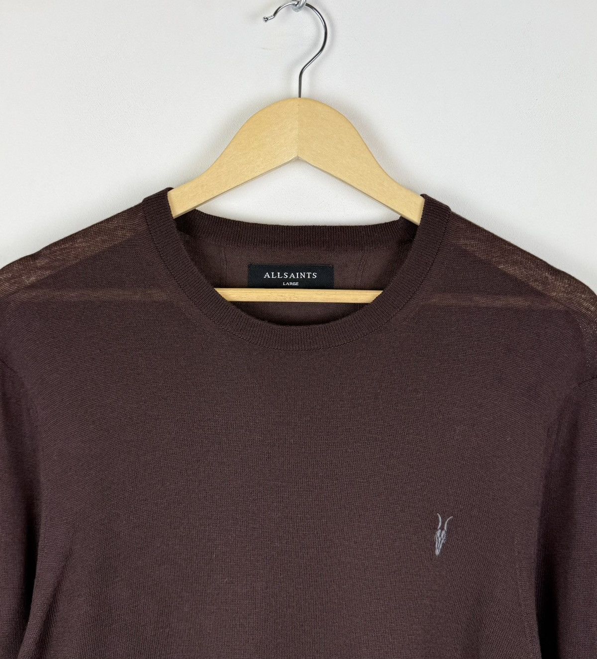 Allsaints Allsaints Nomo Crew Neck Knit Jumper Sweater Brown Wool Size US L / EU 52-54 / 3 - 4 Thumbnail