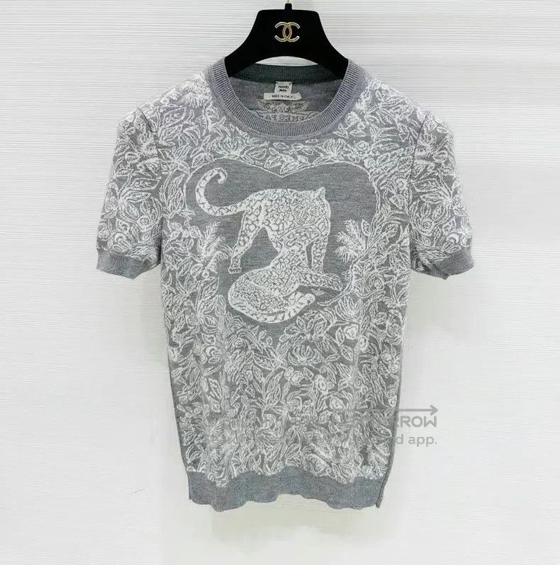 Hermes Hermes Gray Silk Cashmere Knit Short Sleeve Top Size XXS / US 00 / IT 34 - 1 Thumbnail
