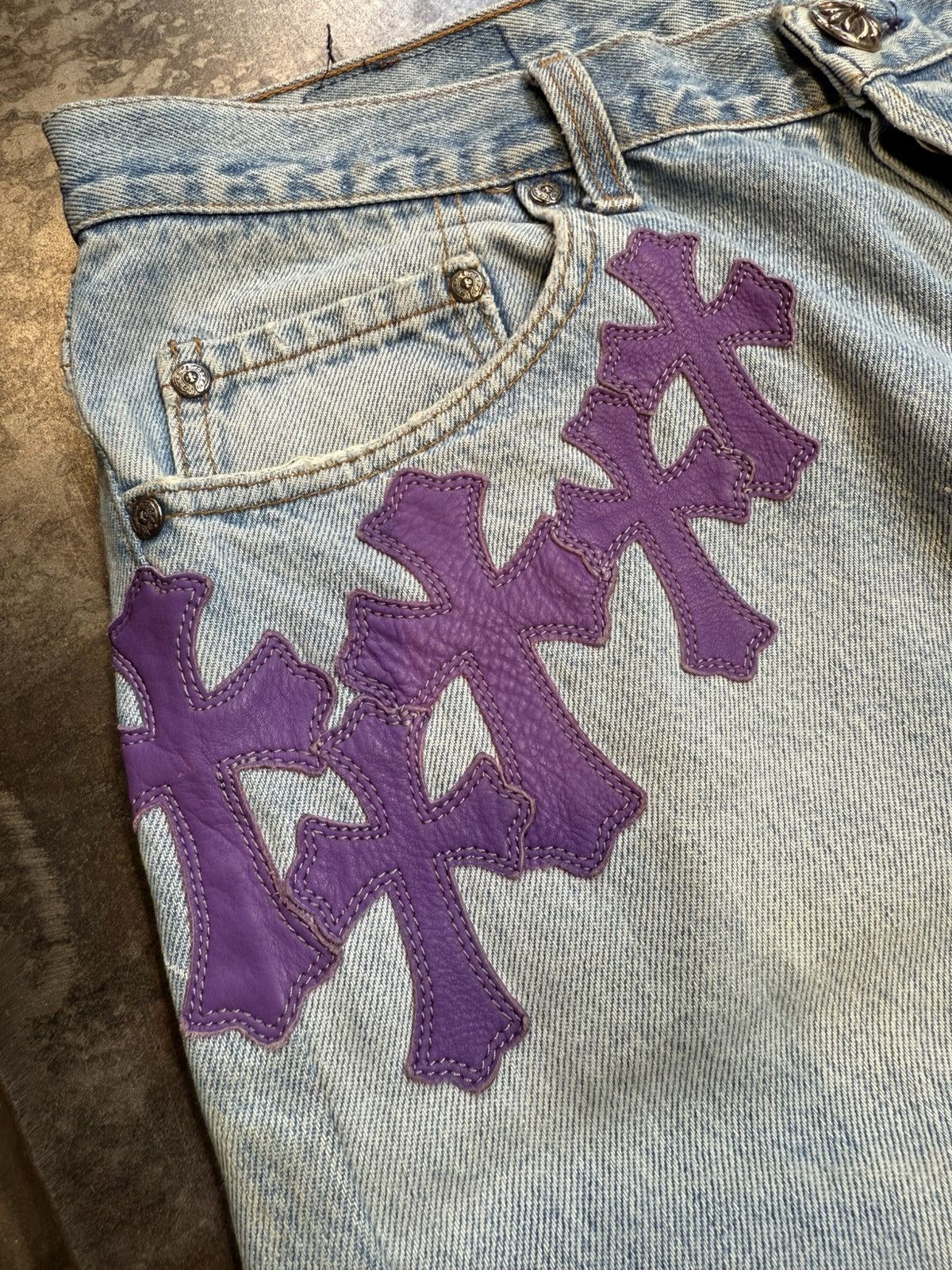 Chrome Hearts Chrome Hearts Purple Cross Patch Blue Jeans Levi’s Denim Size US 34 / EU 50 - 7 Thumbnail