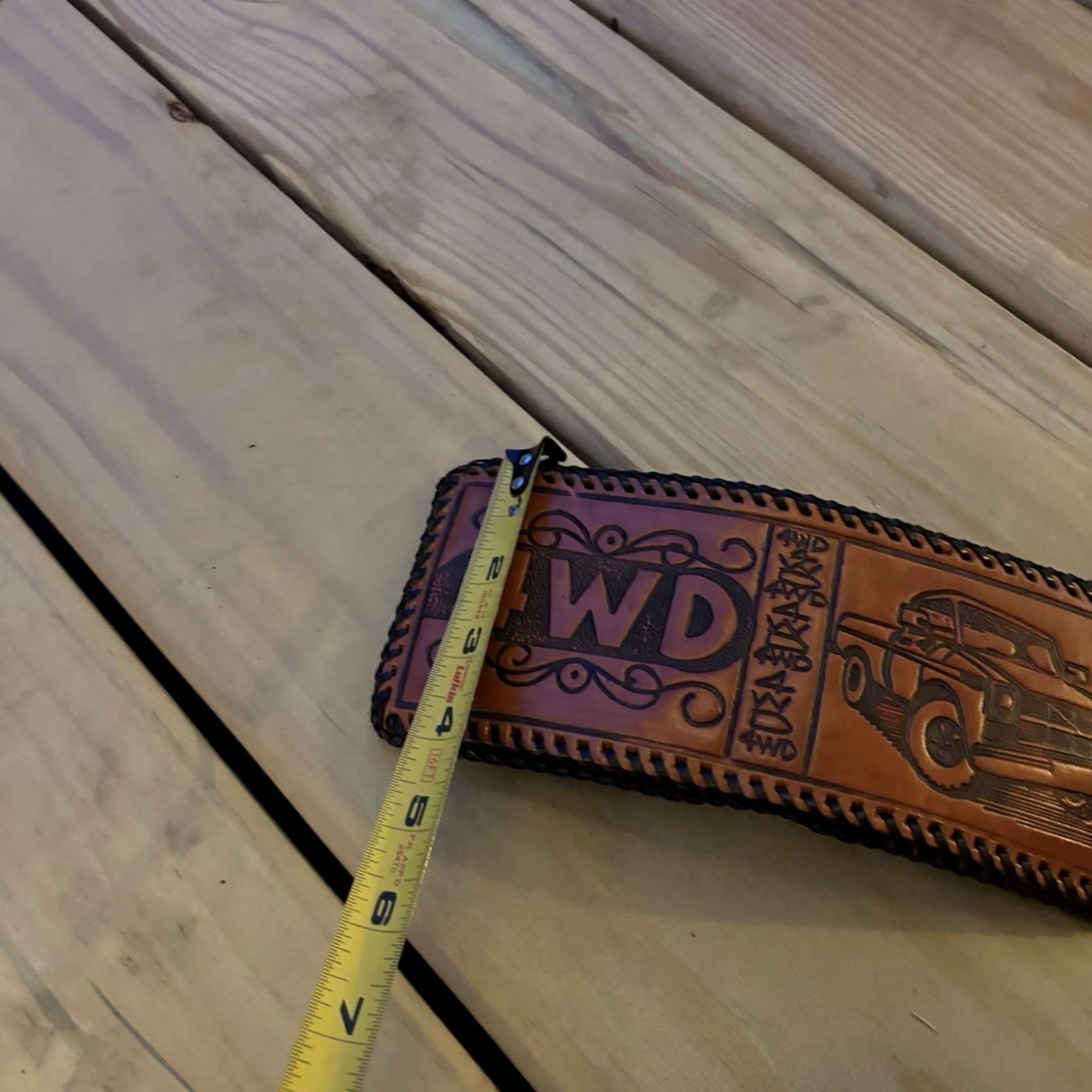 Vintage VINTAGE Handmade Leather Wallet 4WD Truck Bi Fold USA Made Brown Leather Men Wallet Pattern: Solid 9x4 in Laced Size ONE SIZE - 6 Thumbnail