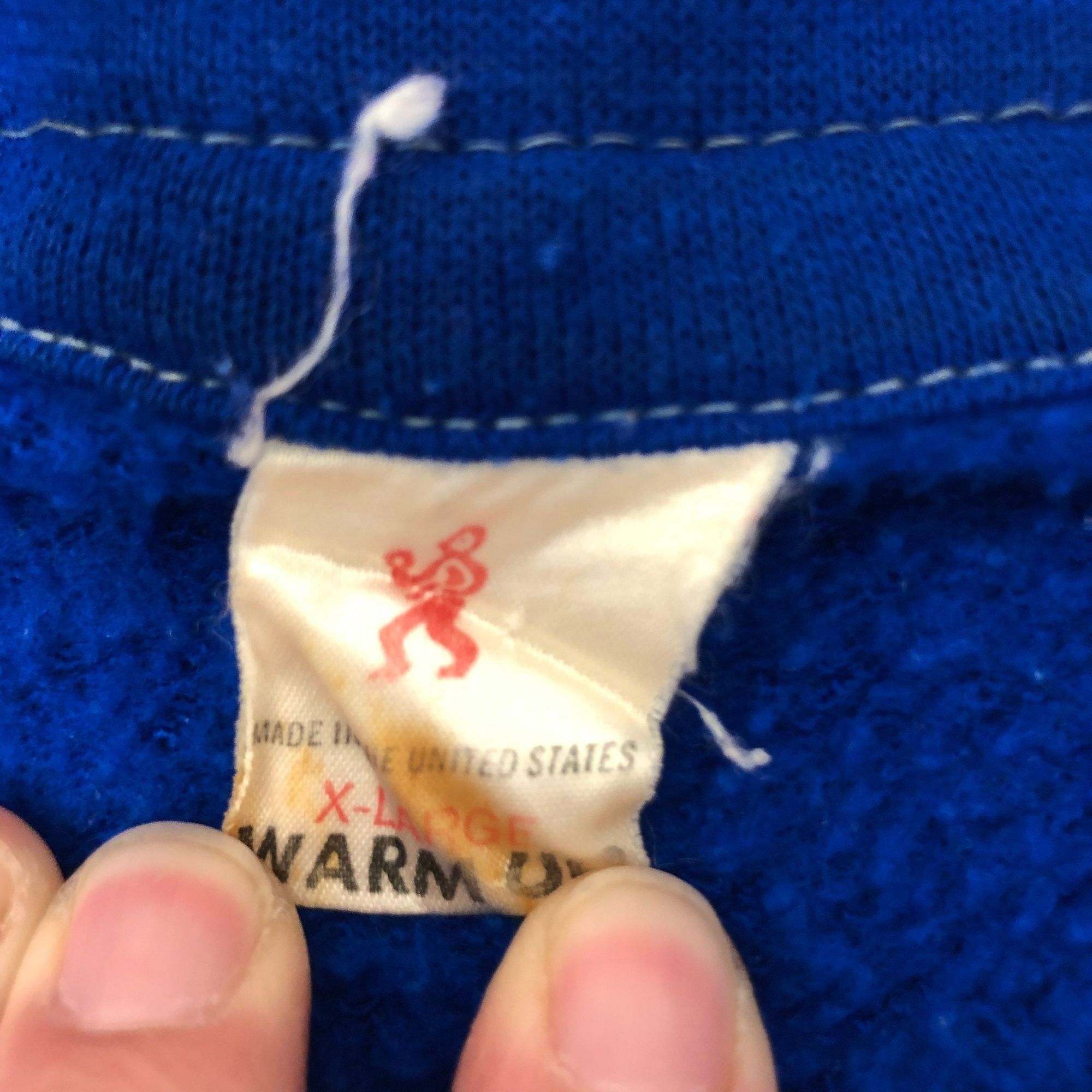 Other Vtg Royal Blue Creslan Acrylic STRIPE Warm Up Jacket Size US XL / EU 56 / 4 - 3 Thumbnail