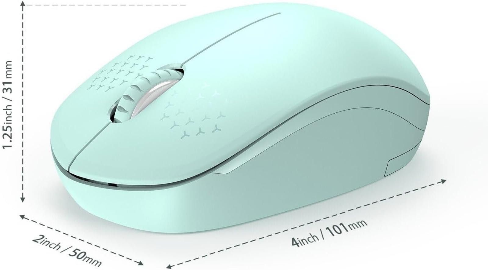 Designer Wireless Mouse 2.4G/Noiseless Mouse USB Receiver MINT GREEN Size ONE SIZE - 2 Thumbnail