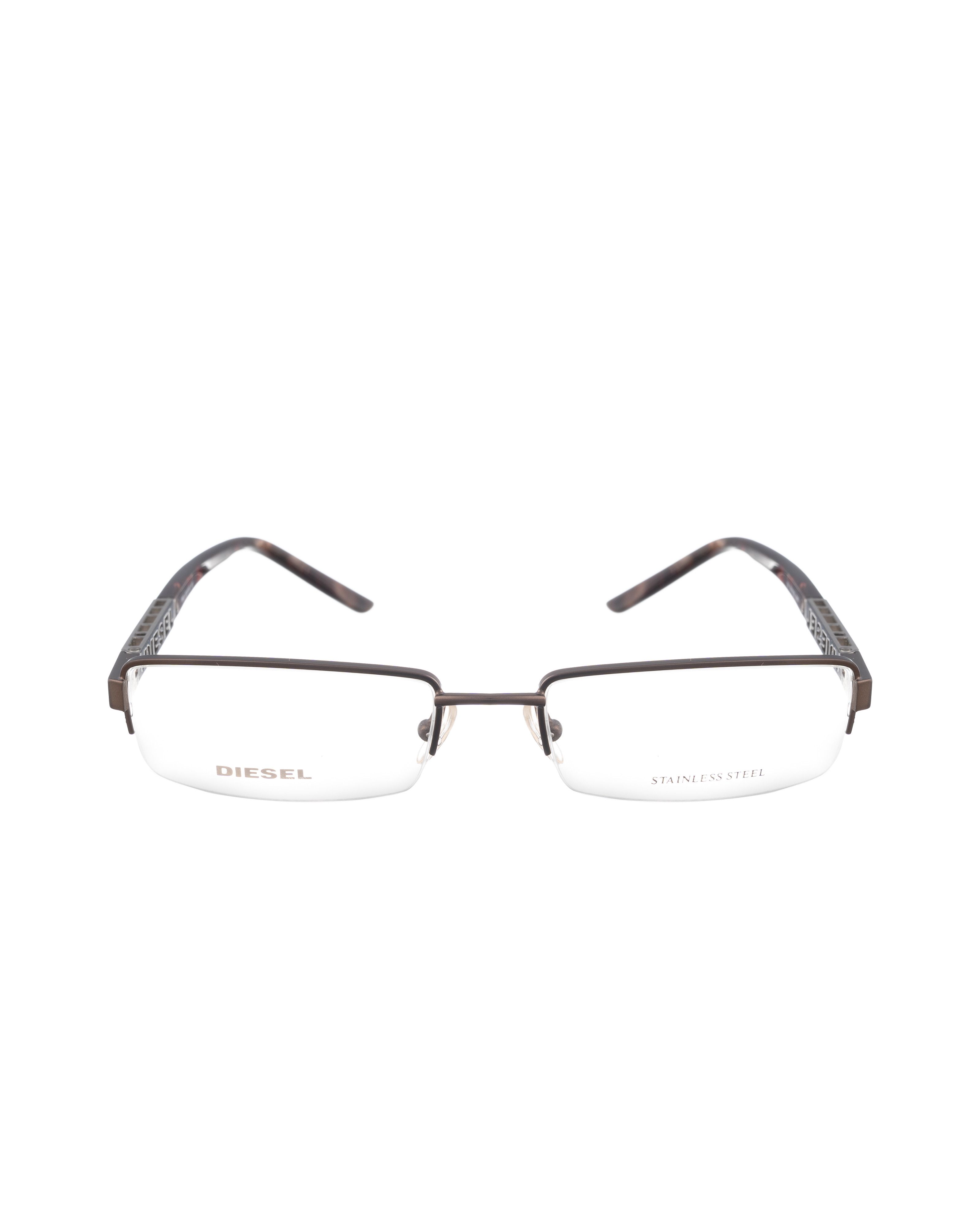 Diesel Diesel 90s Brown Havana Half Rim Glasses with Silver Logo Size ONE SIZE - 3 Thumbnail