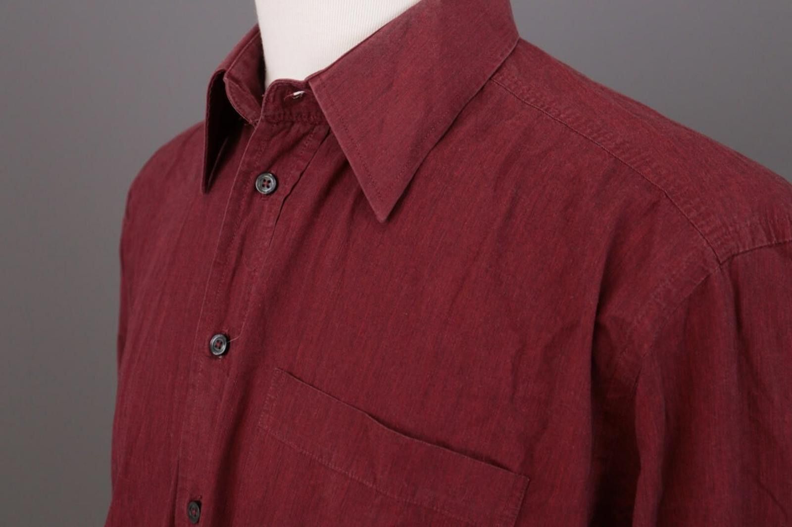 Paul Smith Vintage Paul Smith Burgundy Down Dress Shirt Size 43 Size US M / EU 48-50 / 2 - 8 Thumbnail