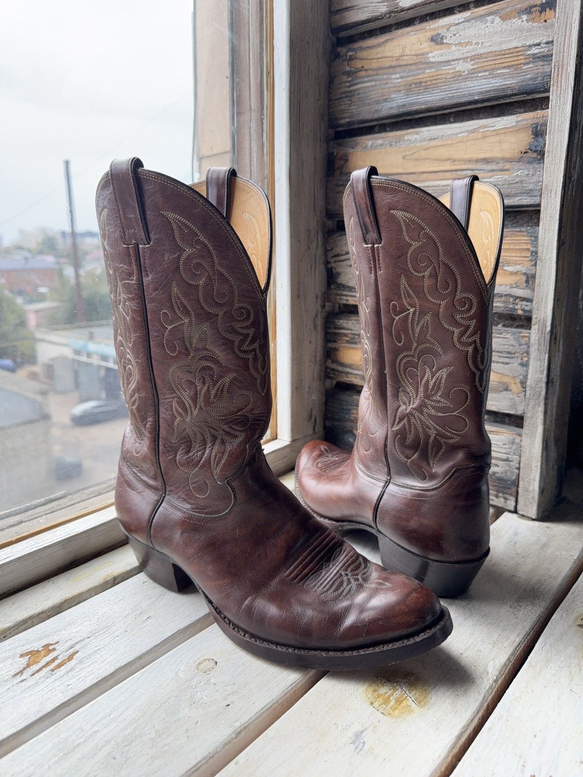 Justin Boots Justin Boots 1652 Brown Leather Western Cowboy Boots USA Size US 12 / EU 45 - 1 Thumbnail