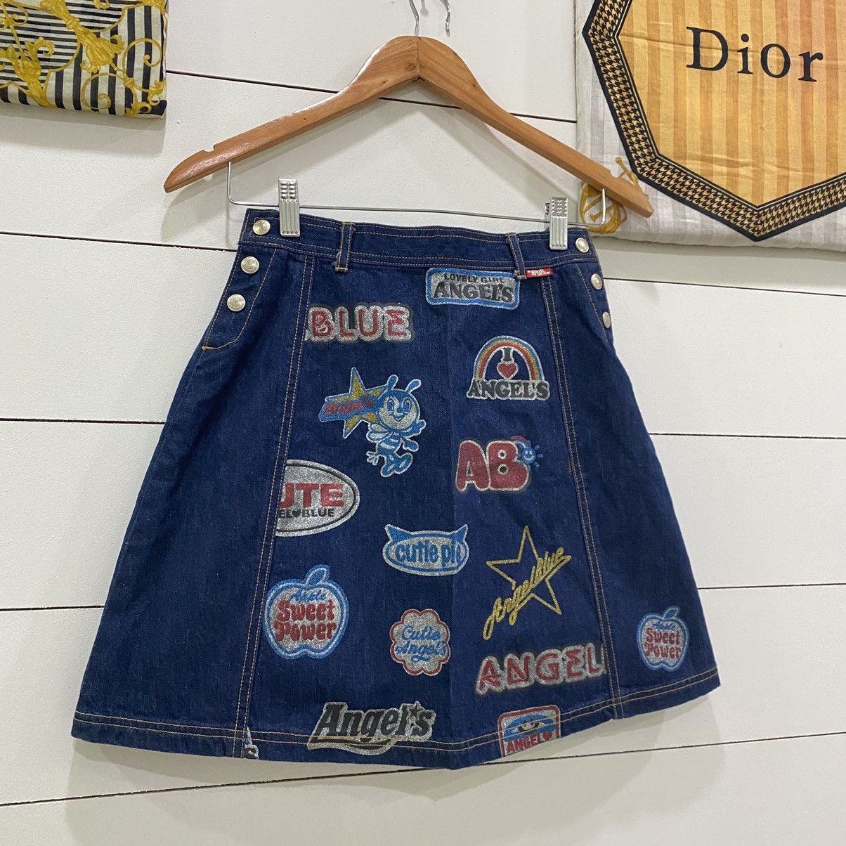 Angel Blue Angel Blue Metallic Printed Patches Denim Mini Skirts Size 24" / US 00 / IT 34 - 2 Thumbnail